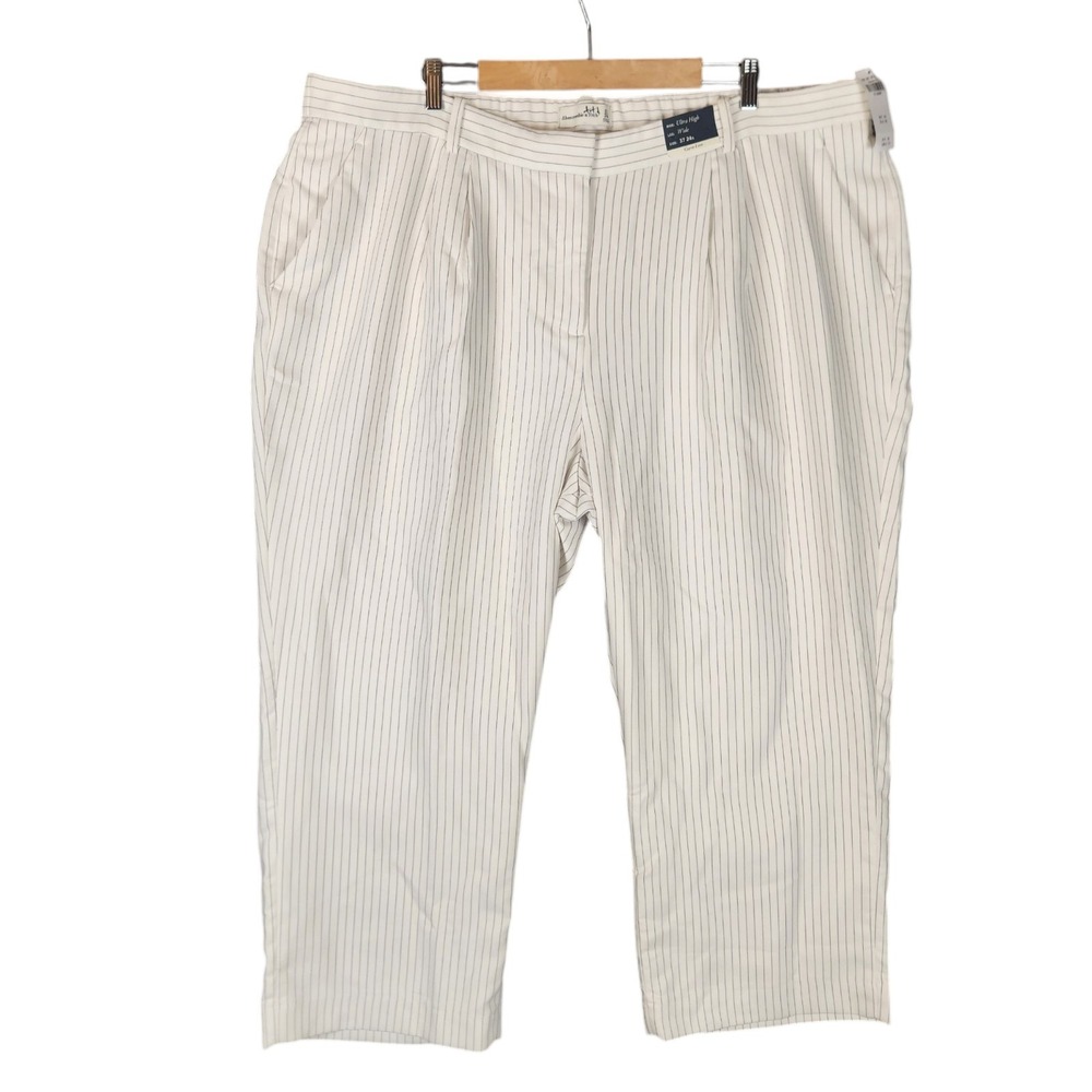Abercrombie & Fitch Women's White Pinstripe Trousers